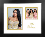 Mis Quince Double Opening Photo Frame White and Gold Mat  or Silver Mat