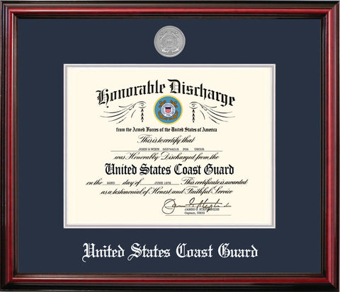 Coast Guard 8.5x11 Discharge Petite Frame with Silver Medallion