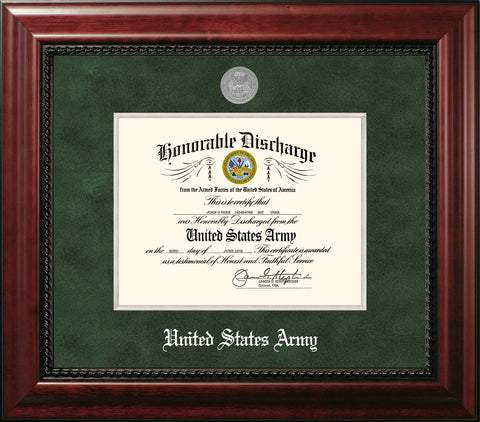 Army Discharge Executive Frame with Silver Medallion