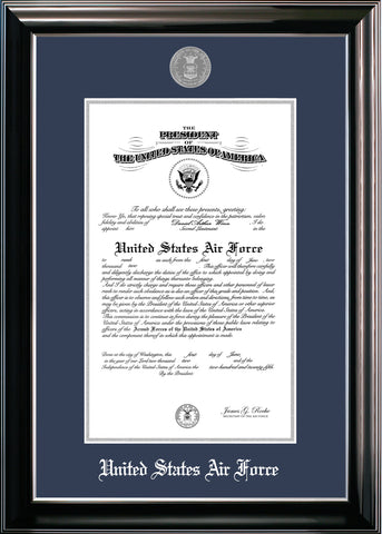 Air Force Certificate Classic Black Frame with Silver Medallion