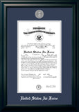 Air Force Certificate Black Frame Silver Medallion