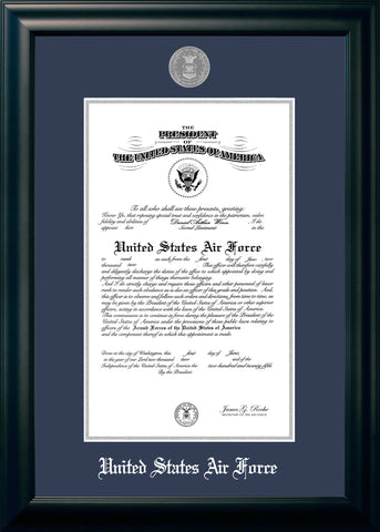 Air Force Certificate Black Frame Silver Medallion