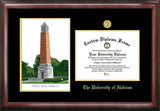 University of Alabama,Tuscaloosa 11w x 8.5h Gold Embossed Diploma Frame with Campus Images Lithograph