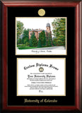 University of Colorado Boulder Gold Embossed Diploma Frame with Campus Images Lithograph