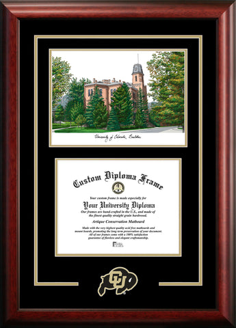 University of Colorado, Boulder 11w x 8.5h Spirit Graduate Diploma Frame with Campus Images Lithograph