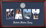Navy Collage Photo Petite Frame with Silver Medallion