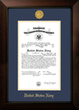 Frame's Navy Certificate Legacy Frame with Gold Medallion