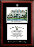 Florida International University 11w x 8.5h Silver Embossed Diploma Frame with Campus Images Lithograph