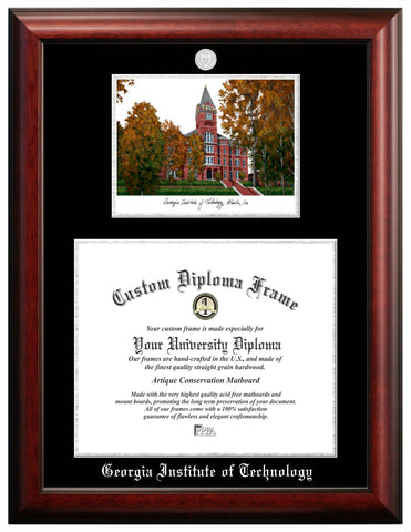 Georgia Institute of Technology 17w x 14h Silver Embossed Diploma Frame with Campus Images Lithograph