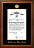 Marine Certificate Walnut Frame Gold  Medallion