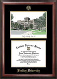 Bradley University 11w x 8.5h Gold Embossed Diploma Frame with Campus Images Lithograph