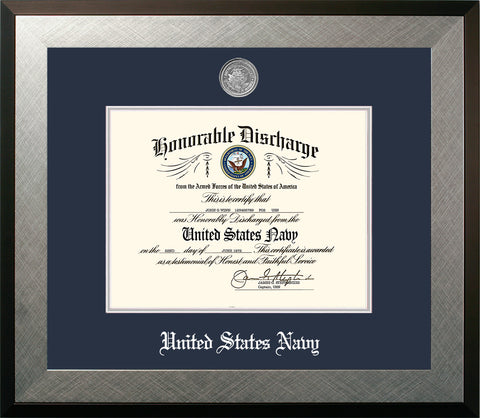 Navy 8.5x11 Discharge Honors Frame with Silver Medallion