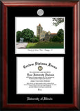 University of Illinois, Urbana-Champaign 11w x 8.5h Silver Embossed Diploma Frame with Campus Images Lithograph