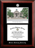 Western Kentucky University 11w x 8.5h Silver Embossed Diploma Frame with Campus Images Lithograph
