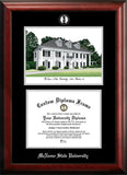 McNeese State University 11w x 8.5h Silver Embossed Diploma Frame with Campus Images Lithograph