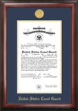 Coast Guard Certificate Frame Gold Medallion
