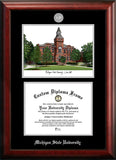 Michigan State University Linton Hall 11w x 8.5h Silver embossed diploma frame with Campus Images lithograph