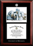 University of Minnesota 11w x 8.5h Silver Embossed Diploma Frame with Campus Images Lithograph