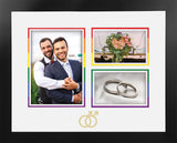 LGBTQ Pride Wedding Multi-Photo Frame with White & Rainbow Mat