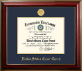 Coast Guard 8.5x11 Discharge Classic Frame with Gold Medallion
