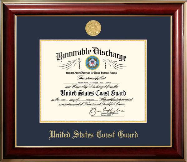 Coast Guard 8.5x11 Discharge Classic Frame with Gold Medallion – CI Frames