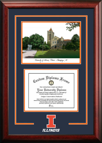 University of Illinois Fighting Illini,  11w x 8.5h Spirit Graduate Diploma Frame