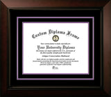 East Carolina University 14w x 11h Black and Purple  Diploma Frame