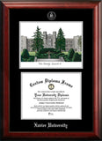 Xavier University 11w x 8.5h Silver Embossed Diploma Frame with Campus Images Lithograph