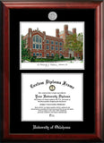 University of Oklahoma 17w x 14h Silver Embossed Diploma Frame with Campus Images Lithograph