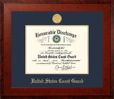Coast Guard 8.5x11 Discharge Honors Frame with Gold Medallion