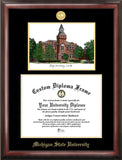 Michigan State University Linton Hall Gold embossed diploma frame with Campus Images lithograph