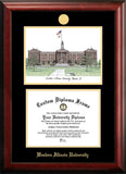 Western Illinois University 11w x 8.5h Gold Embossed Diploma Frame with Campus Images Lithograph