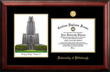 University of Pittsburgh Gold Embossed Diploma Frame with Campus Images Lithograph