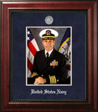 Navy 8x10 Portrait Frame Executive Frame with Silver Medallion