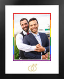 LGBTQ Pride Wedding 8x10 Portrait Frame with White & Rainbow Mat