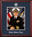 Navy 8x10 Portrait Petite Frame with Silver Medallion