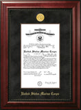 Marine Certificate Executive Frame with Gold Medallion with Mahogany Filet