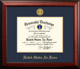 Patriot Frame's Air Force 8.5x11 Discharge Walnut Frame Gold Medallion