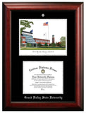 Ferris State University 11w x 8.5h Silver Embossed Diploma Frame with Campus Images Lithograph