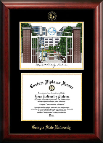 Gerogia State 17w x 14h Gold Embossed Diploma Frame with Campus Images Lithograph