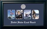 Coast Guard Collage Black Photo Frame Silver Medallion