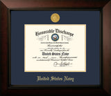 Navy 8.5x11 Discharge Legacy Frame with Gold Medallion