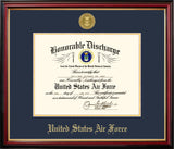 Air Force Discharge Petite Frame with Gold Medallion