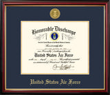 Air Force Discharge Petite Frame with Gold Medallion