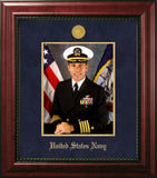 Navy 8x10 Portrait Executive Frame with Gold Medallion and Gold Filet