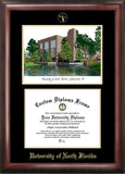 University of North Florida 11w x 8.5h Gold Embossed Diploma Frame with Campus Images Lithograph