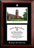 Washington State University 11w x 8.5h Silver Embossed Diploma Frame with Campus Images Lithograph