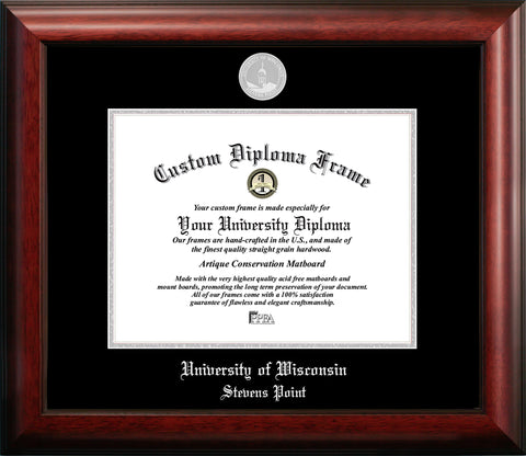 University of Wisconsin - Stevens Point 10w x 8h Silver Embossed Diploma Frame
