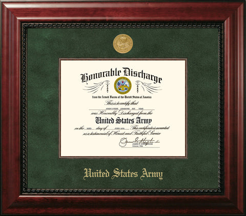 Army Discharge Executive Frame with Gold Medallion