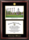 University of Missouri 11w x 8.5h Gold Embossed Diploma Frame with Campus Images Lithograph